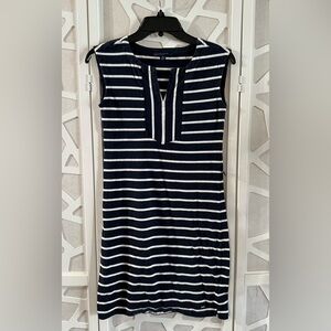 Tommy Hilfiger Navy and White Striped Sleeveless Dress